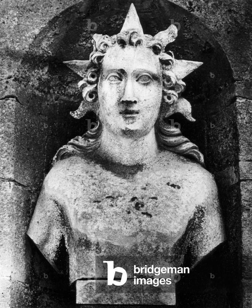 Statue, Chateau Raray, Picardy, France (b/w photo)