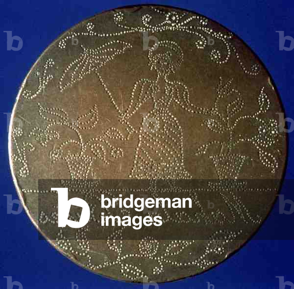 Convict love token, named to Daniel Bates, 1833 (stippling on metal coin) (reverse, for obverse see 126049)