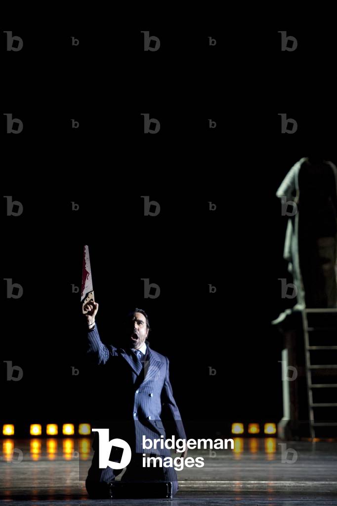Franck Ferrari interpreting Lindorf, Coppelius and Dr. Miracle. Les Tales d'Hoffmann, opera by Jacques Offenbach at the Opera Bastille, May 2010. Orchestra and choir of the Opera directed by Jesus Lopez Cobos and directed by Robert Carsen. Photography