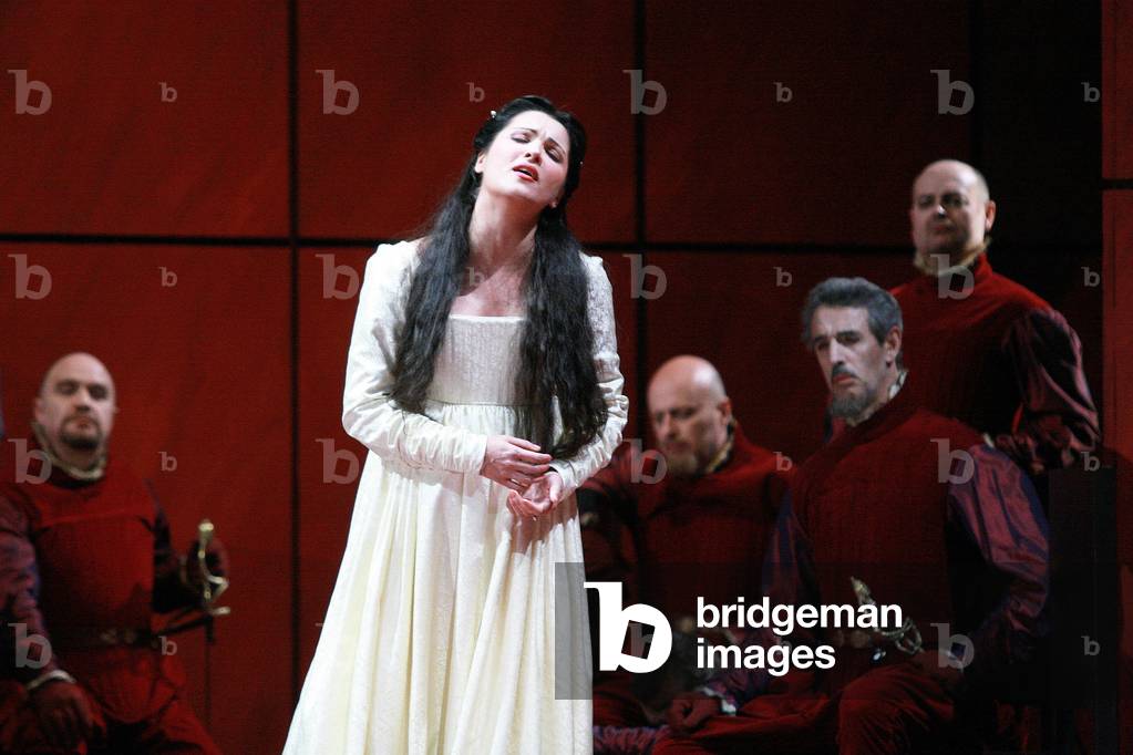 Anna Netrebko interpreting Guiletta. Capulets and Montaigus opera by Vincenzo Bellini at the Opera Bastille, Paris, May 2008. Orchestre et choreurs de l'Opera de Paris directed by Evelino Pido and directed by Robert Carsen. Photography