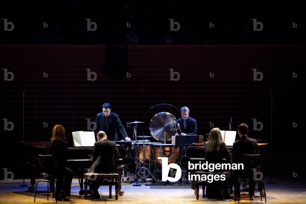 Jean Claude Gengembre (Jean-Claude Gengembre) and Camille Basle, percussionists. Lugano Festival, Salle Pleyel, Paris. Photography March 2010.