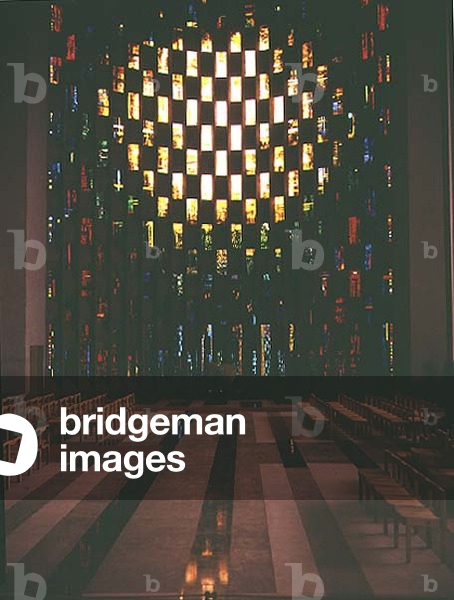 Baptistery window, designed by John Piper (1903-82), made by Patrick Reyntiens, commissioned 1957, consecrated 1962