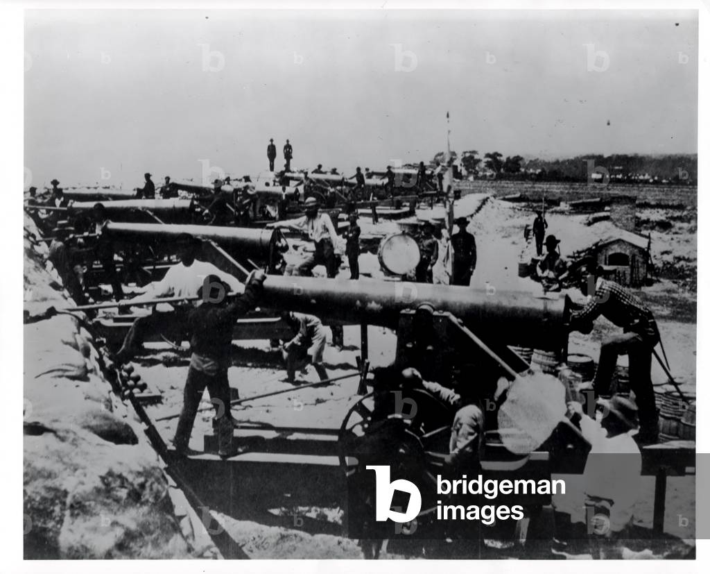 Confederate Water Battery at the Warrington Entrance to Pensacola Bay, Florida, February 1861 (b/w photo)