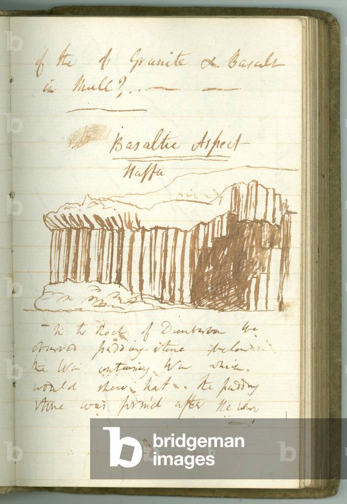 'Basaltic Aspect, Staffa', page from Sir Humphry Davy's Personal Notebook (ink on paper)
