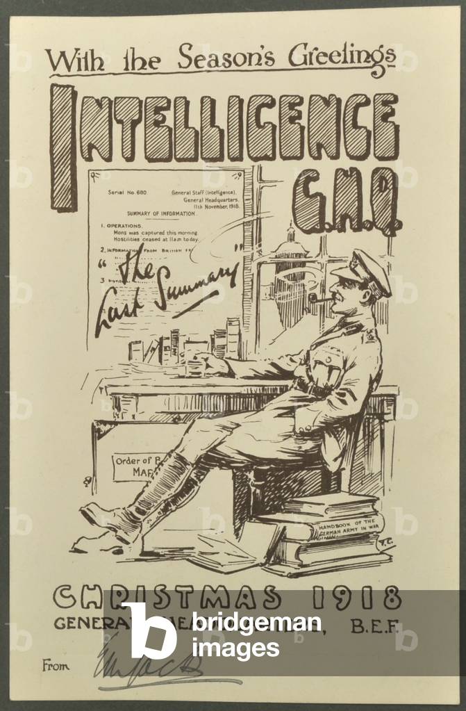 With the Season's Greetings, Intelligence G.H.Q., Christmas 1918  from E. M. Jack, 1918 (litho)