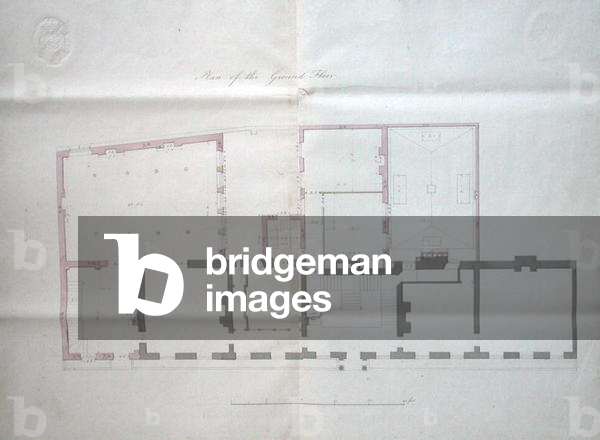 Contract drawing for the ground floor of the Royal Institution, 1800 (pencil & w/c on paper)