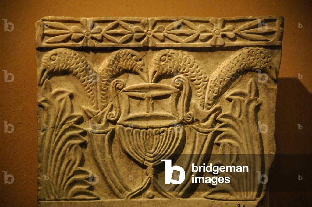 Marble pillar decorated with floral and zoomorphic motives. VII-VIII centuries. Greece.