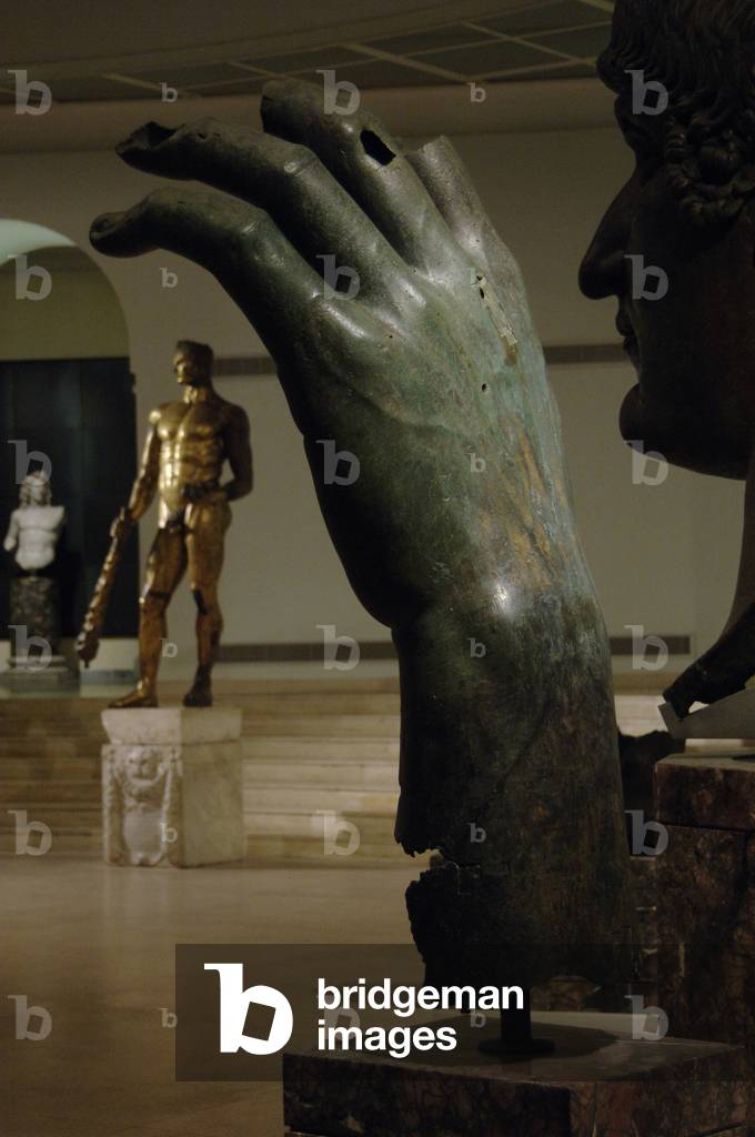 Constantine the Great. Roman Emperor from 306-337. Constantine's colossal left hand. Bronze. Capitoline Museums. Rome. Italy.