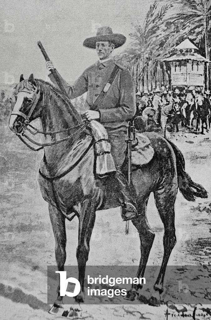 Spanish-American War, 1898, Cuba, Soldier of Spanish cavalry (engraving)