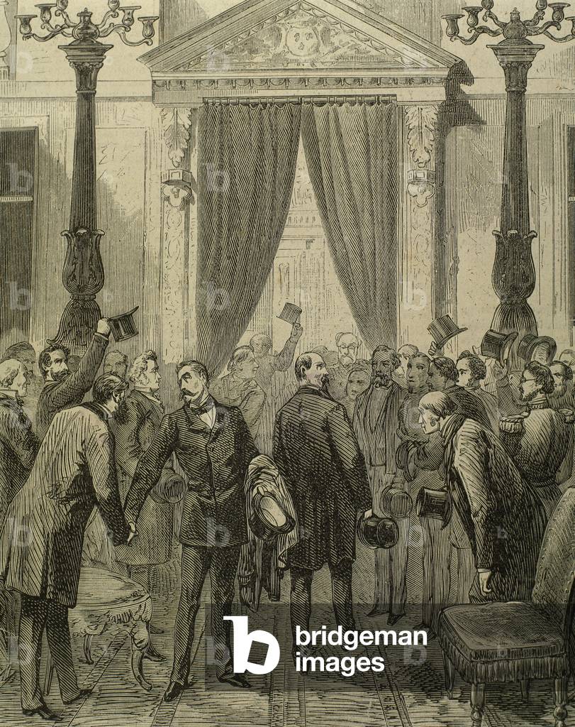 Prince Philippe of Orleans, Count of Paris (1838-1894), Entry of the Prince in the French Assembly, Versailles (engraving)