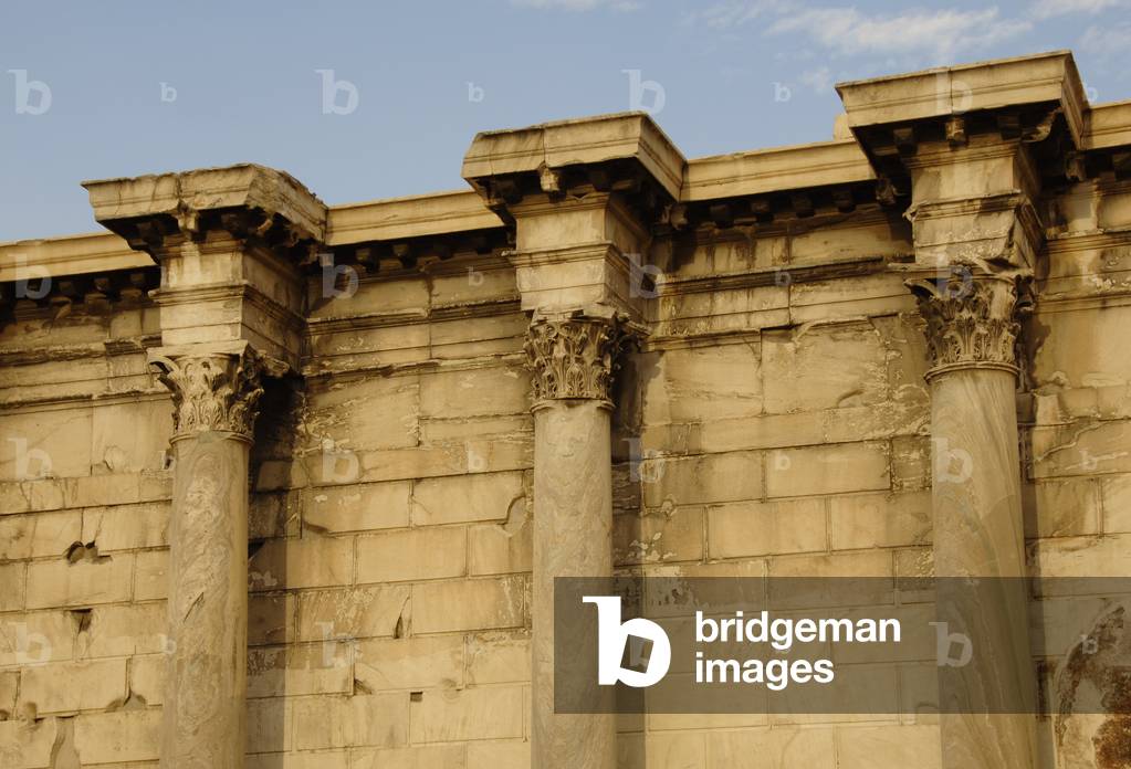 Hadrian's Library, detail of the North side of the Acropolis of Athens, Greece (photo)