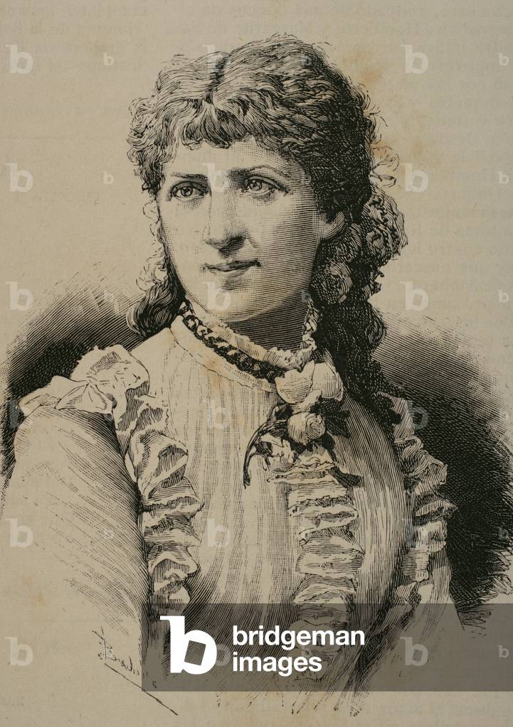 Portrait of Louise Fastenrath (Goldmann), German poetess (engraving)