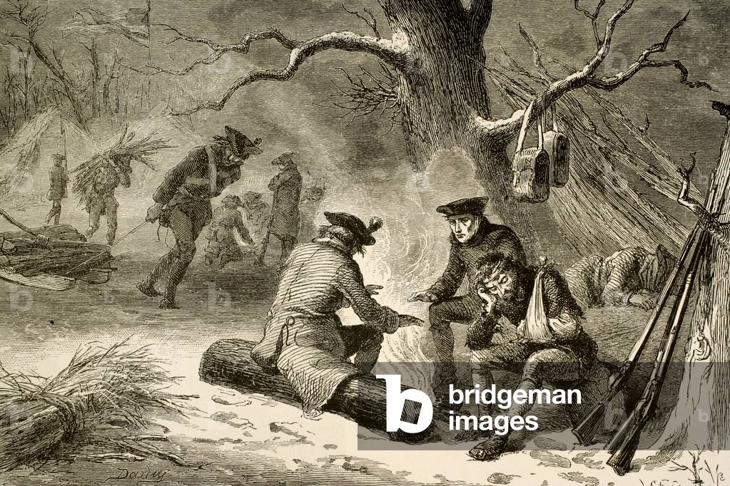 American Revolutionary War (1775-1783). Valley Forge. Pennsylvania. Continental Army's camp in winter, 1777-1778 (engraving)