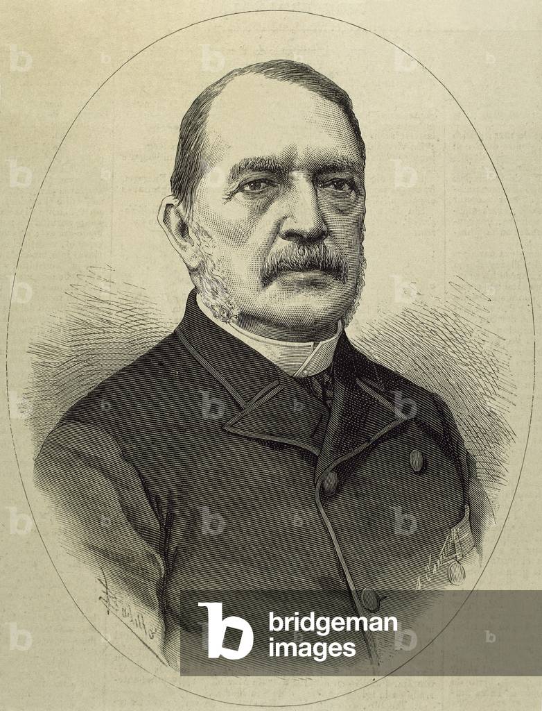 Aniceto Arce Ruiz de Mendoza (1824-1906), Bolivian engineer and politician, President of Bolivia from 1888-1892, Portrait (engraving)