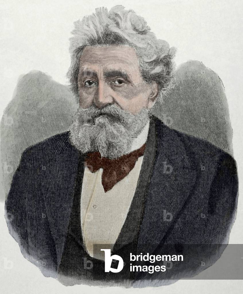 Hermann Lingg (1820 A?i? 1905). German poet. Engraving. Colored.