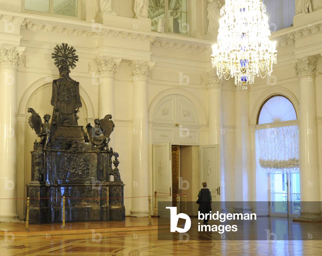 The State Hermitage Museum. Room Concert Hall with the Silver tomb of Alexander Nevsky. Saint Petersburg. Russia.