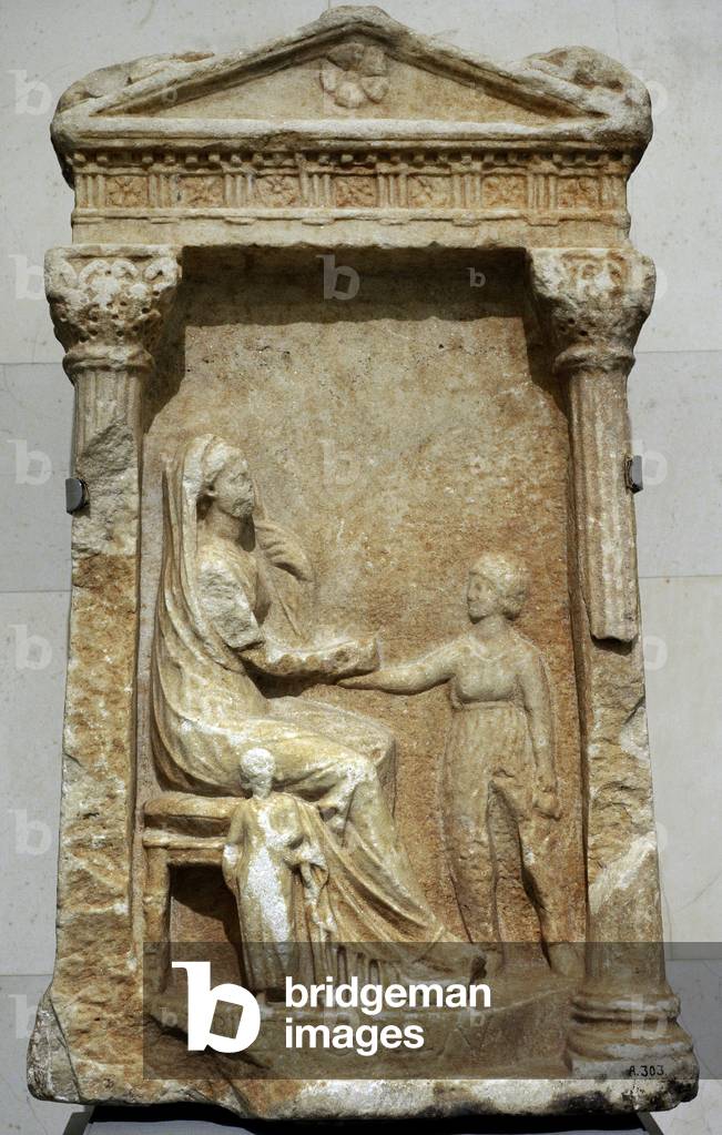 Greek art. Funerary relief of Aristobala. 3rd century BC. Marble.