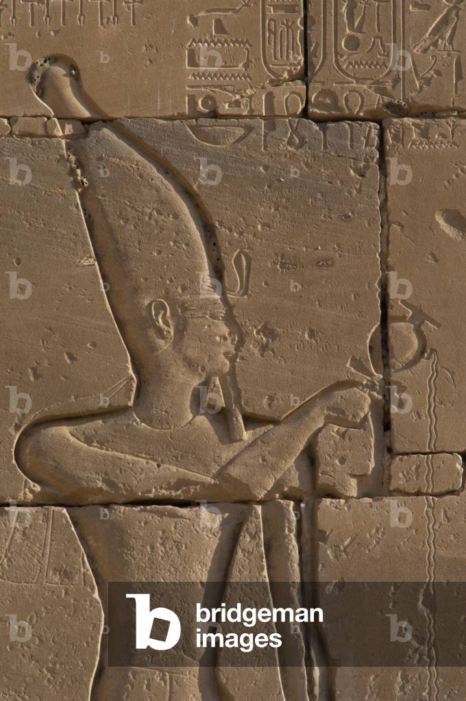 Relief depicting a Pharaoh making libations to the gods. Detail. Ramesseum. Egypt.