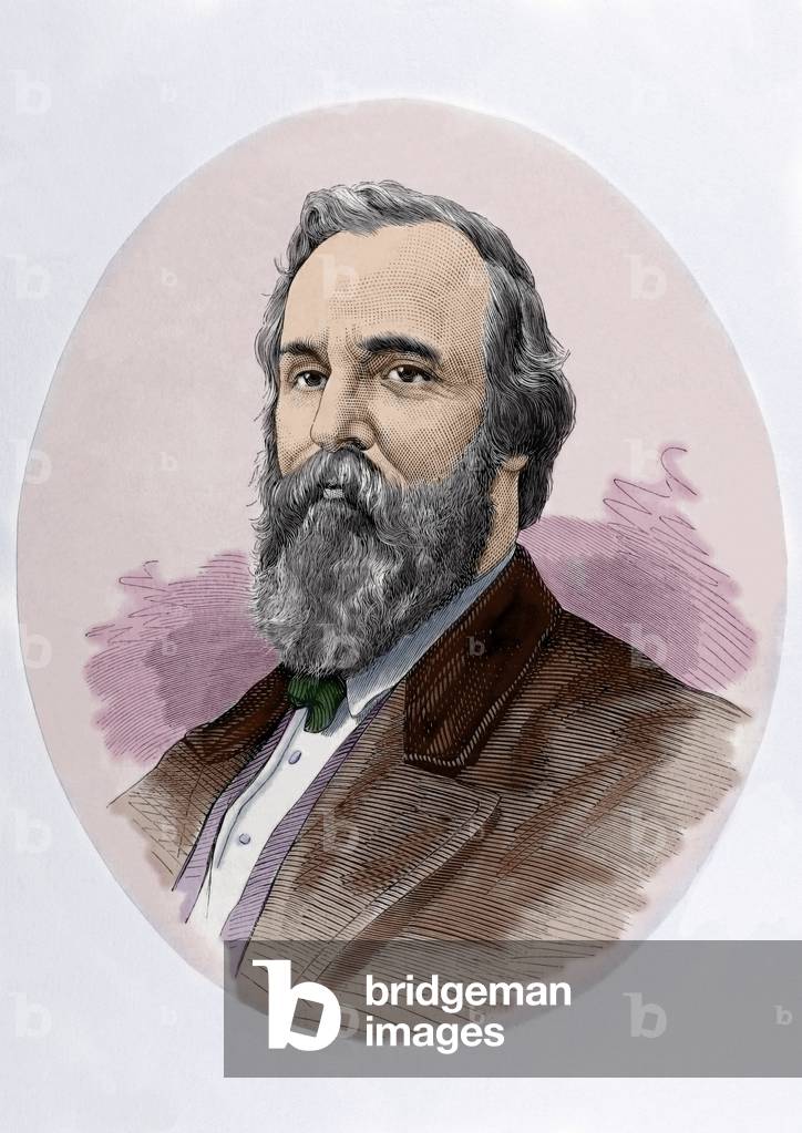 Rutherford B. Hayes (1822-1893). Engraving. Colored.