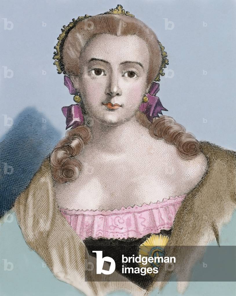 Elizabeht of Russia (1709-1762). Empress of Russia. Engraving, 19th century. COLOURed. Russia