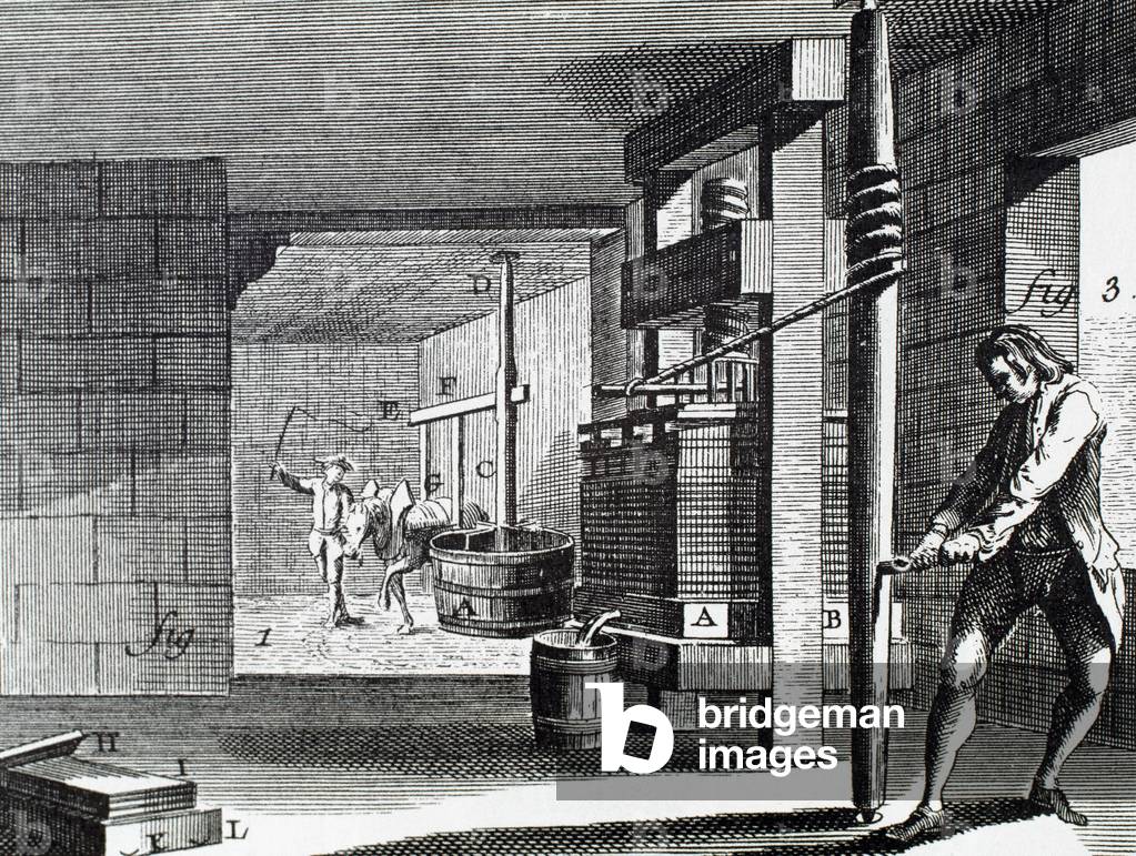 Workshop dedicated to handcrafting the paperboard. 18th century. Engraving.