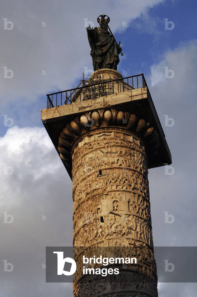 The Column of Marcus Aurelius. Piazza Colonna. Rome. Italy.