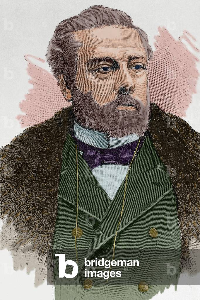 Victor Balaguer (1824-1901). Colored engraving.