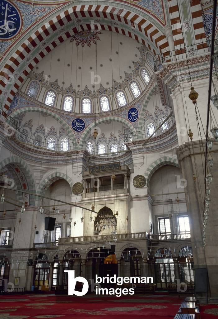 Turkey. Istanbul. The Fatih Mosque. Ottoman style.  Built between 1463-1470. Interior.