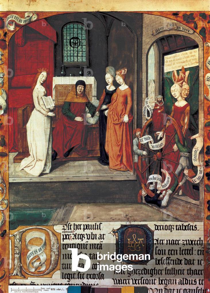 Representation of Severinus Boetius known as the Boece, Latin philosopher and politician (480-524). 15th century Holalndais manuscript
