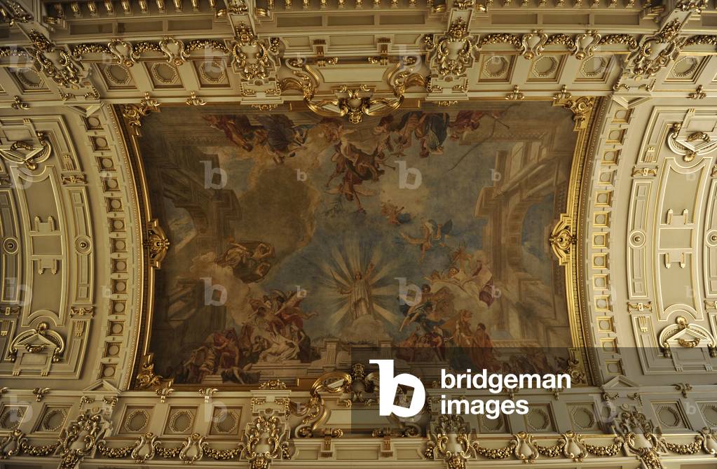 Allegorical fresco. Hall ceiling. Museum of Ethnography. Budapest.