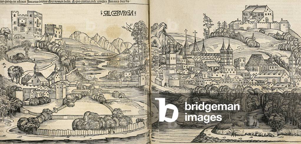 Austria. Salzburg. Salzach river. 16th century (engraving)