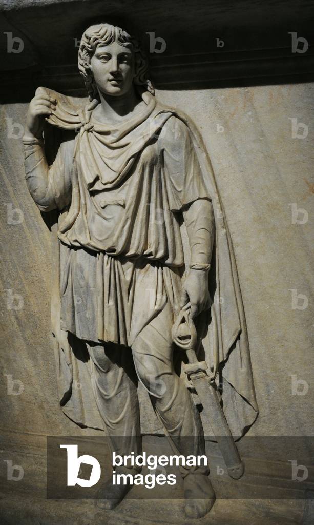 The Hadrianeum or temple of Hadrian, Representation of one of the Roman provinces, perhaps Scythia or Noricum, Relief, Naples, Italy