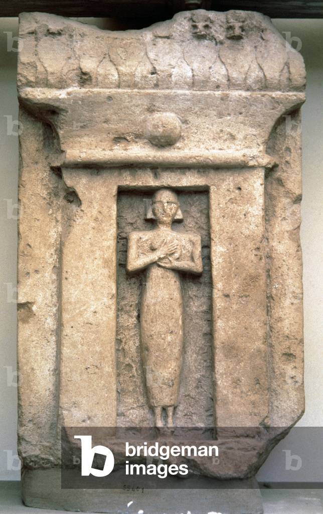 Phoenician art. Italy. Gravestone. 9th-7th centuries B.C. Archaeological Museum of Cagliari. Sardinia.