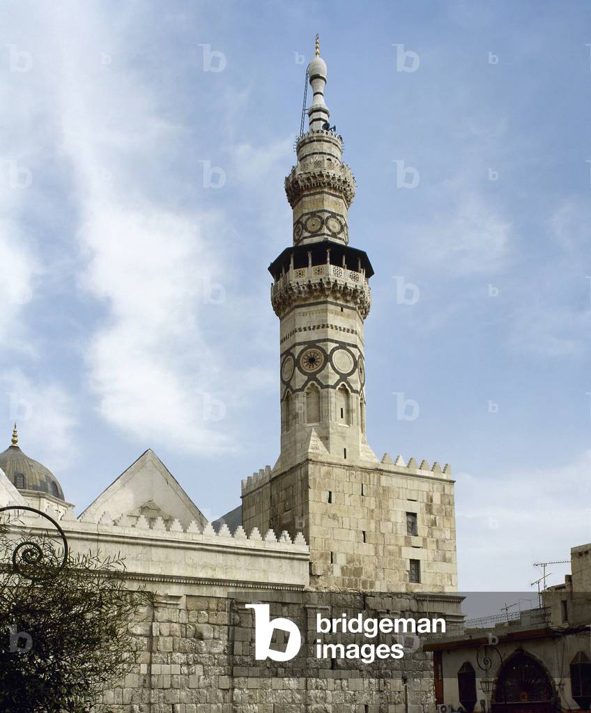 Minaret of Qaitbay, 1488, Octogonal construction, Umayyad Mosque, Damascus, Syria (photo)