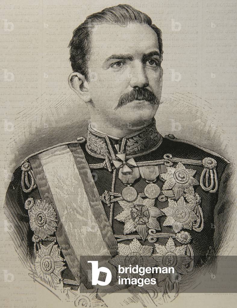 King Milan I of Serbia (engraving)