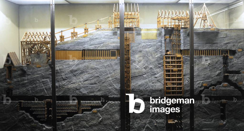 Section of an underground mine. Model of a team in the second half of the nineteenth century. Scale 1:25.  Deutsches Museum. Munich.