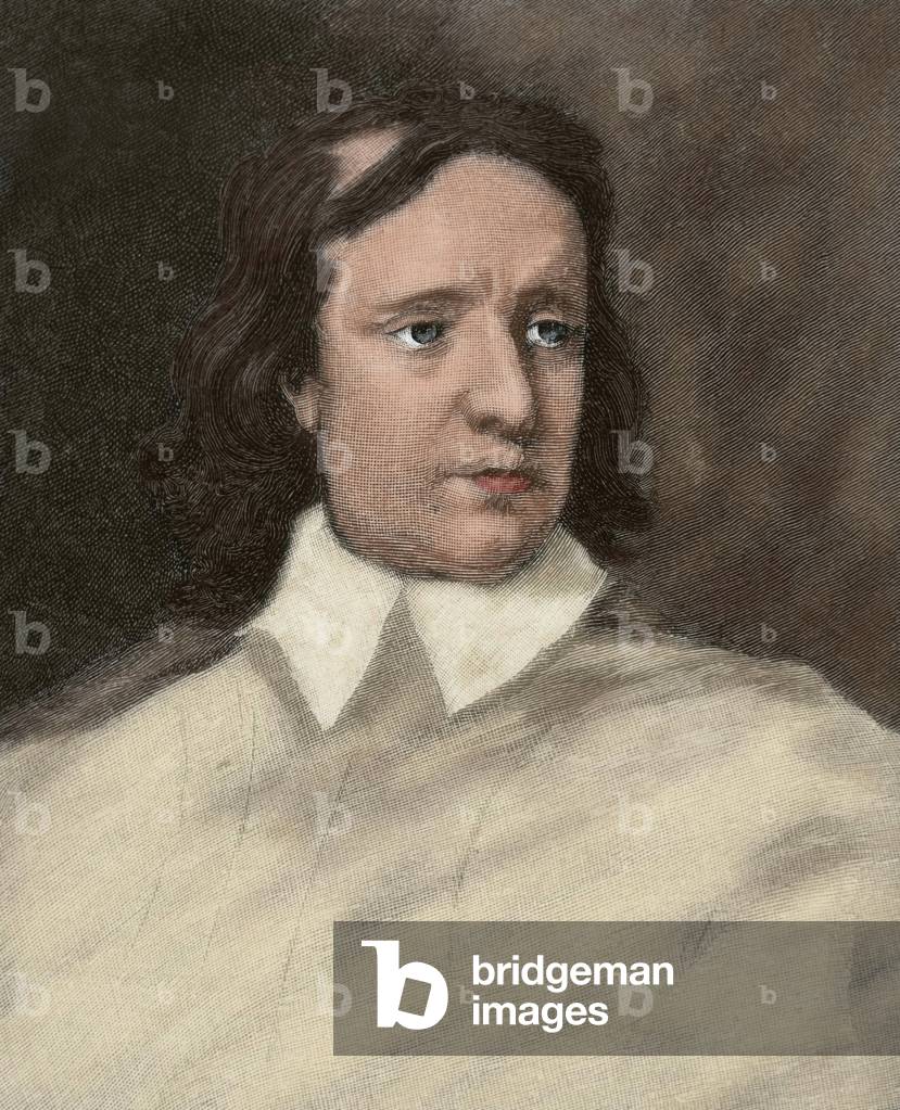 Oliver Cromwell (1599-1658). English military and politician. Portrait. Engraving. 19th century. Colored.