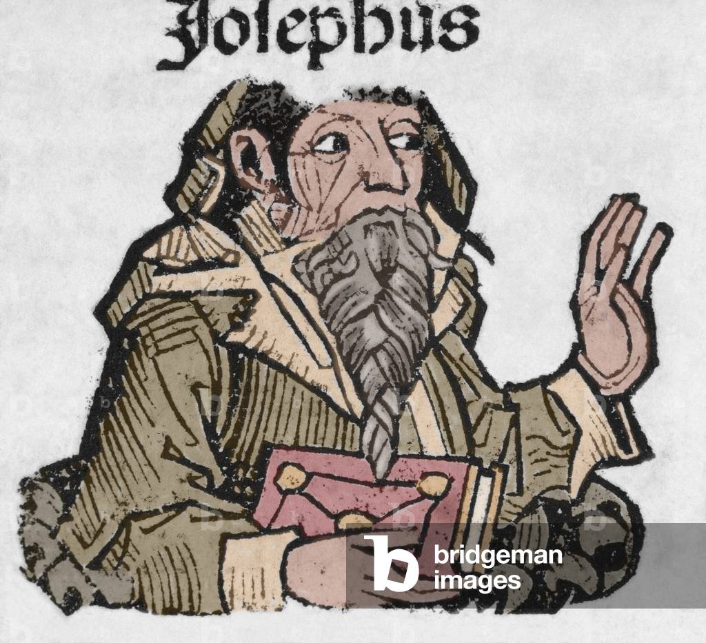 Titus Flavius Josephus,  First-century Romano-Jewish scholar, historian and hagiographer, 16th century (color engraving)