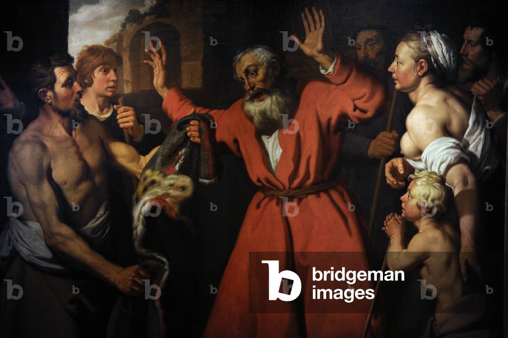 Baroque. Jacob recognizes the bloody dress of her son joseph, 1630,  by Lambert Jacobsz (1598-1636). Netherlands