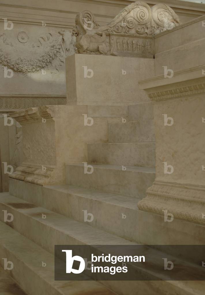 Roman Art. Italy. Ara Pacis Augustae. Marble staircase.