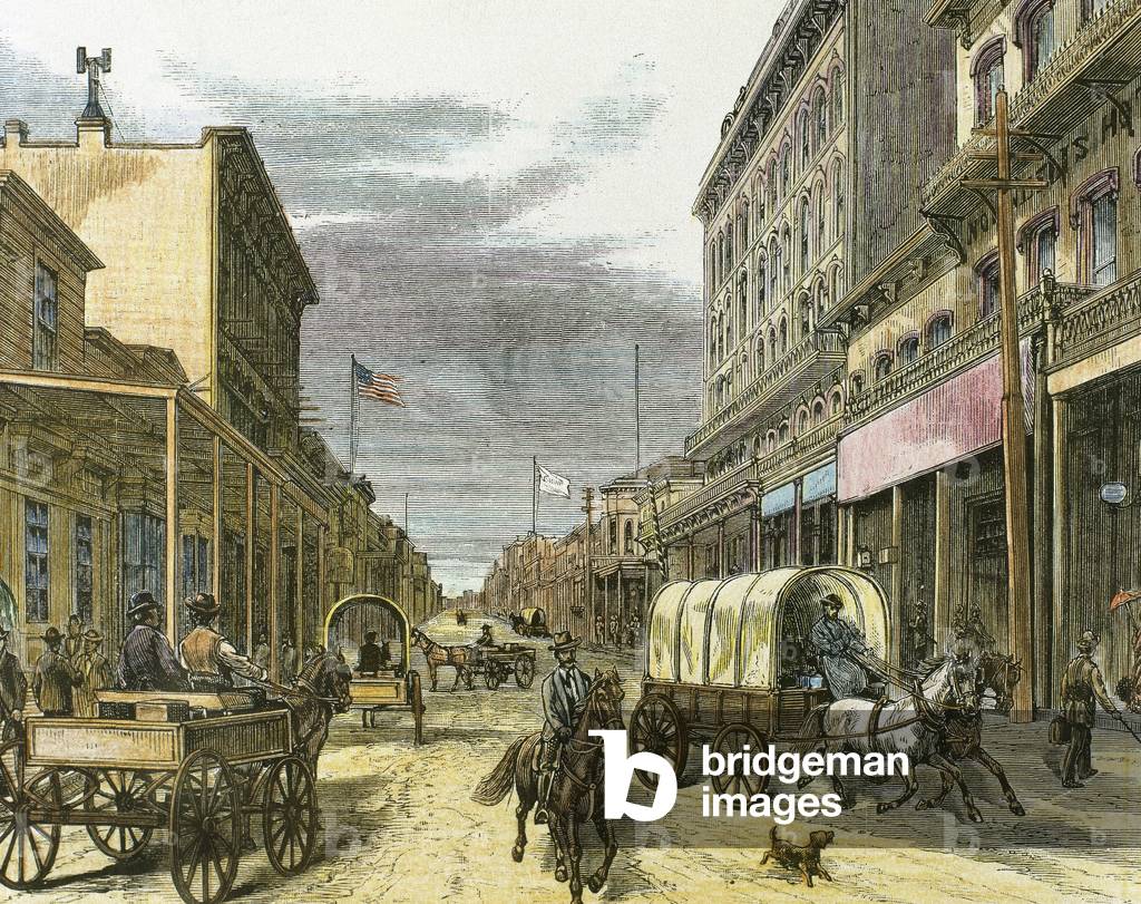 Virginia City in 1870. Main street.