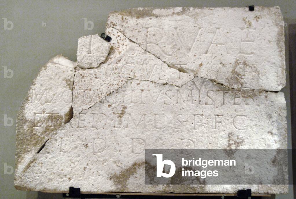 Plate of a temple dedicated to Minerva. Butrint Museum. Albania.