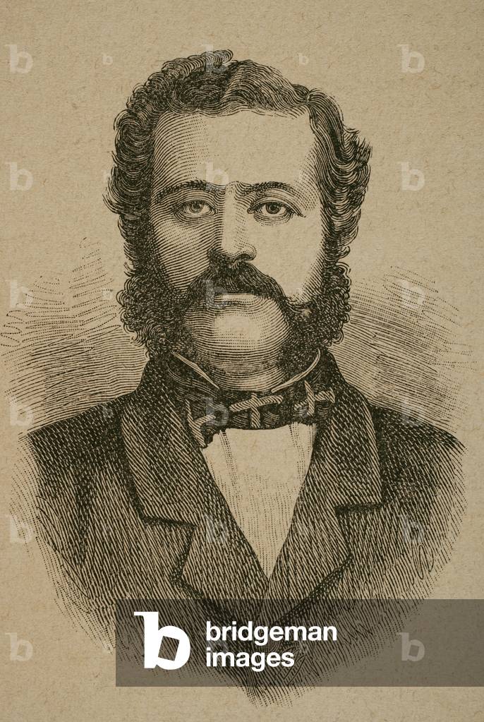 Aristotelis Valaoritis,  Greek poet, representative of the Heptanese School, and politician (engraving)