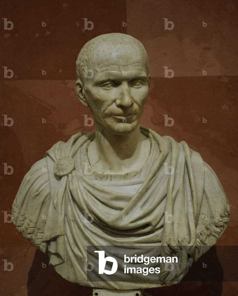 Portrait of Julius Cesar (100 BC-44 BC). Bust. 16th Italian, imitation roman original of the 1st century BC. Marble.