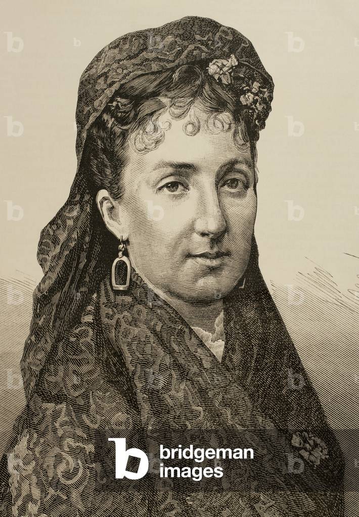 Portrait of Maria Cristina de Orleans (1852-1879) by Arturo Carretero Sanchez (1852-1903) (engraving)