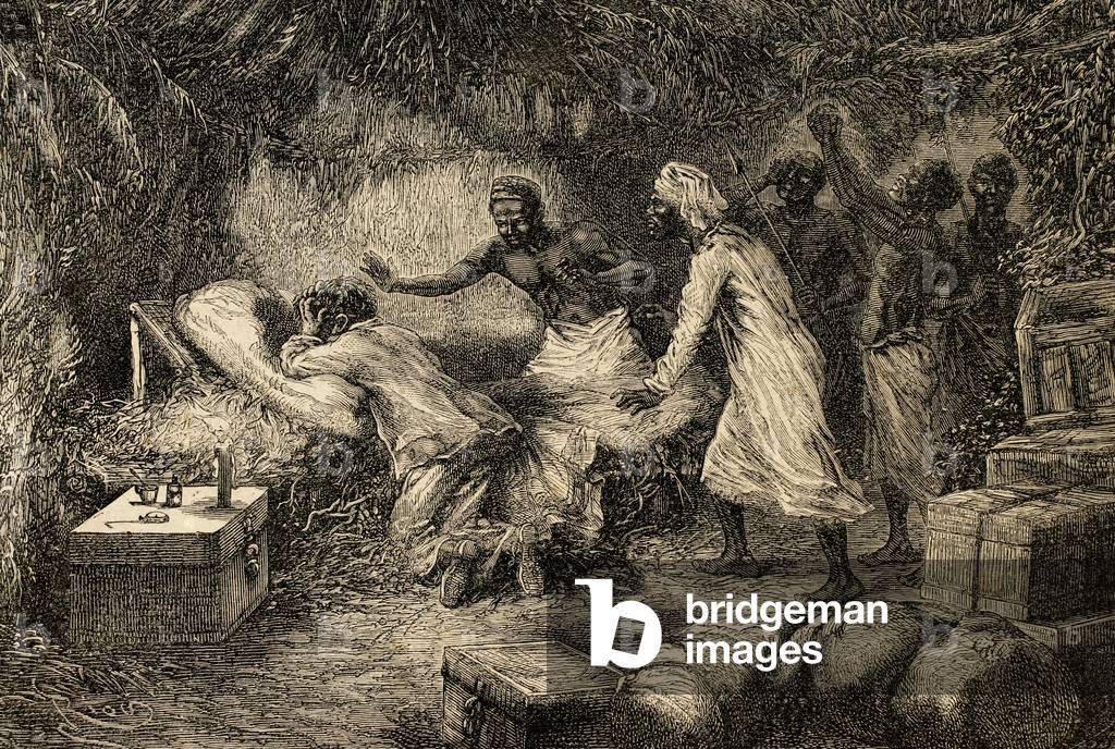 Death of David Livingstone (1813-1873). Engraving.