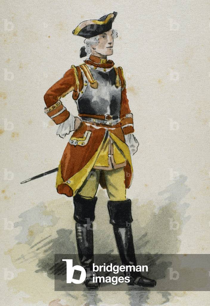Spain, 18th century, Soldier of the Regiment of the Queen in 1766.