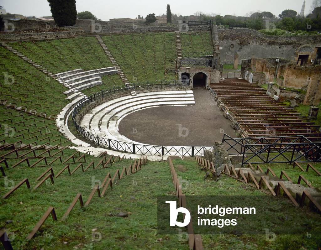 Italy. Pompeii. The Great Theatre. 2nd AD. Panoramic.
