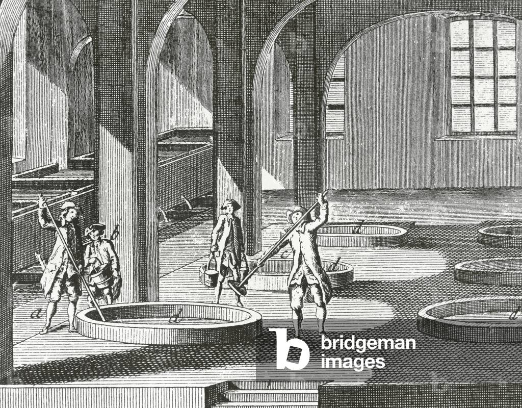 Soap factory, Mixing process, 18th century (engraving)
