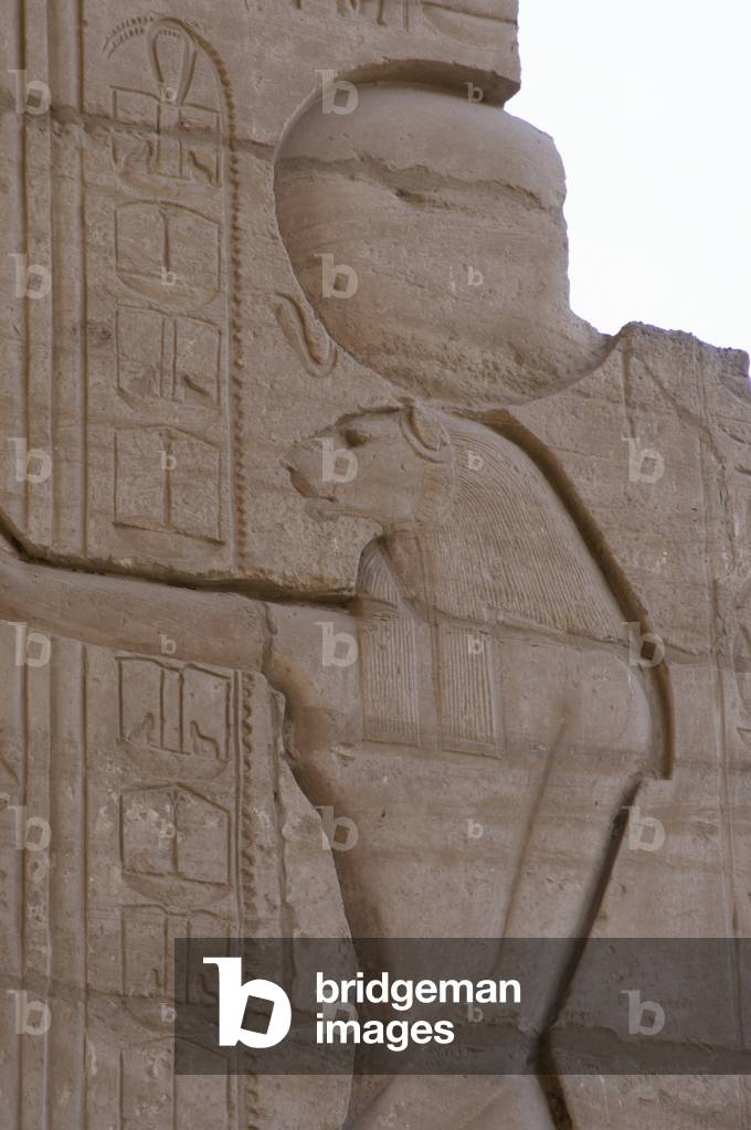 Reliev depicting the goddess Tefnut. Ramesseum. Egypt.